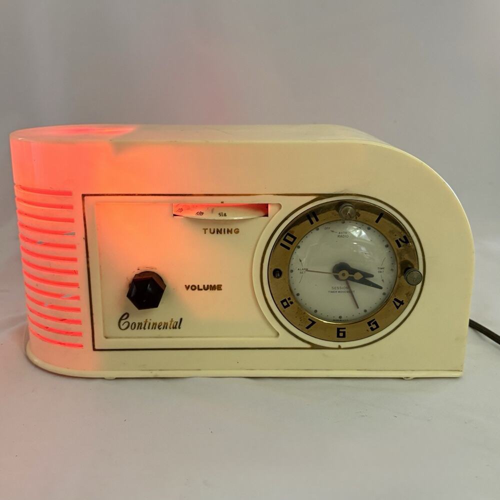 Vintage Continental 1600-NL Eames Era Art Deco Tube Radio w/ Night Light - As Is